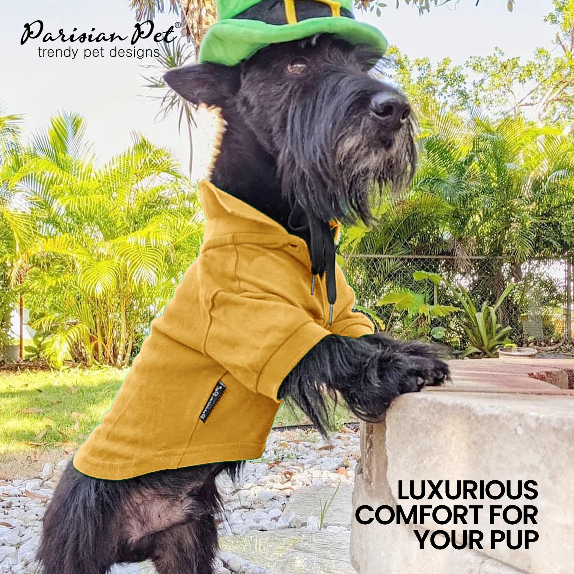 Parisian Pet Dog Polo Shirts - Breathable Dog Cotton Shirt - Solid Yellow Color, Summer Pullover Dog Clothes - Button Up Collar